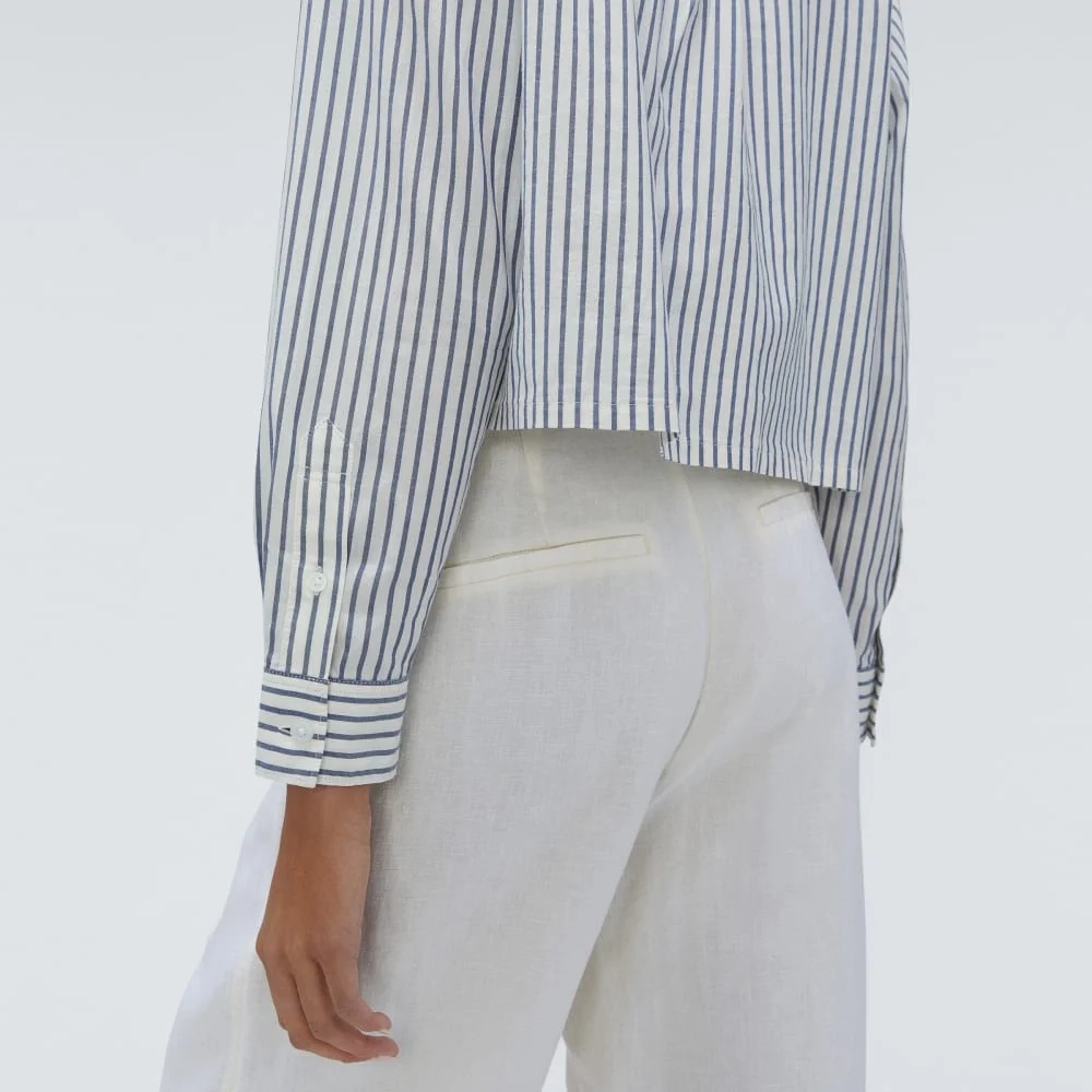 The Way-Short Shirt in Silky Cotton | Deep Blue / Canvas (2)