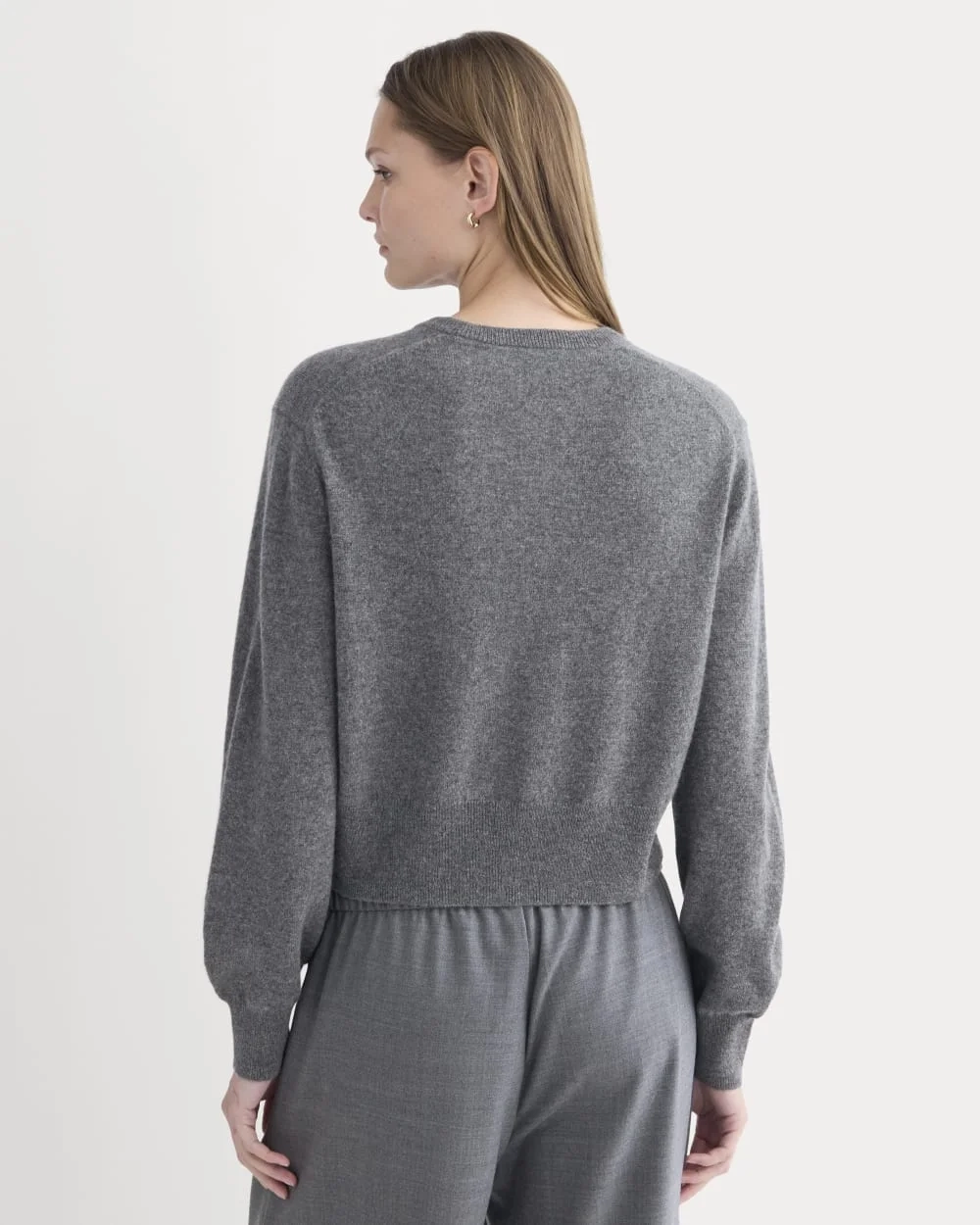 Cashmere Cropped Cardigan | Heather Charcoal (4)