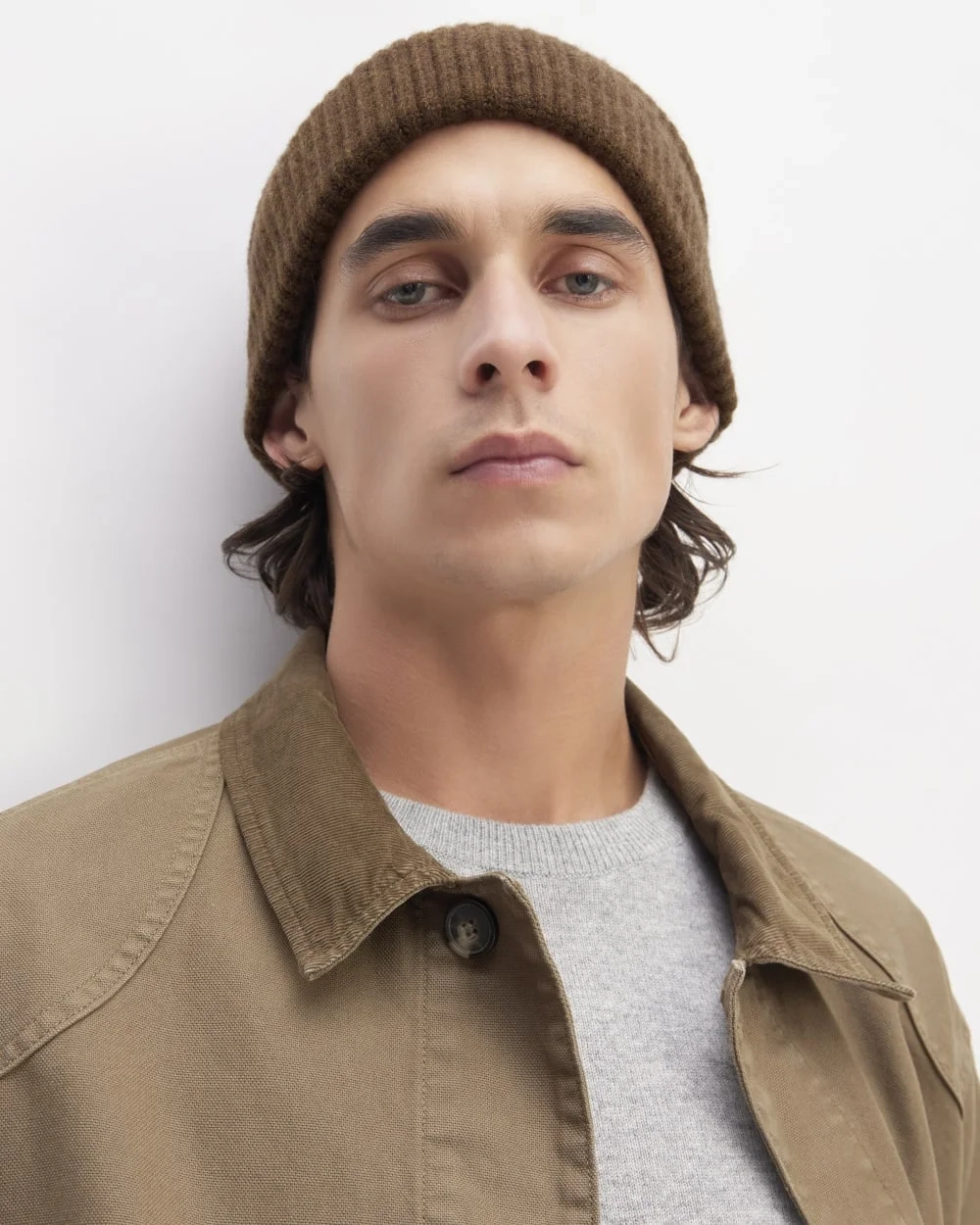 The Cashmere Fine Rib Beanie | Heather Cocoa (4)