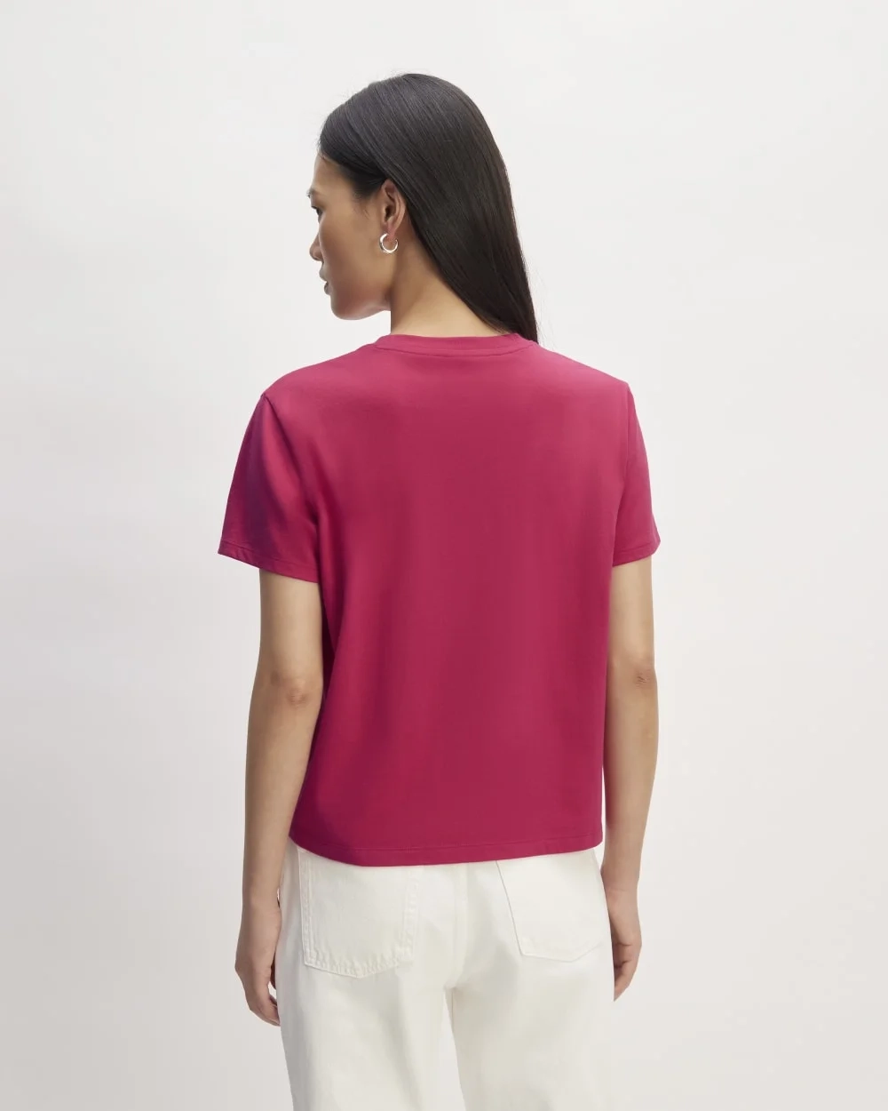 The Box-Cut Tee in Essential Cotton | Red Currant | No Pocket (3)