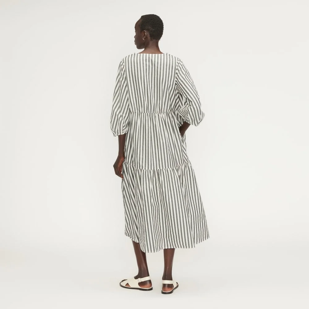 The Poplin Tiered Dress | Bone / Black (3)