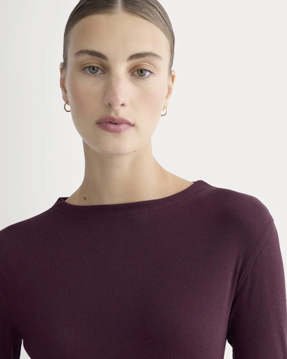 The Luxe Rib Funnel-Neck Tee | Heathered Port Royale (4)