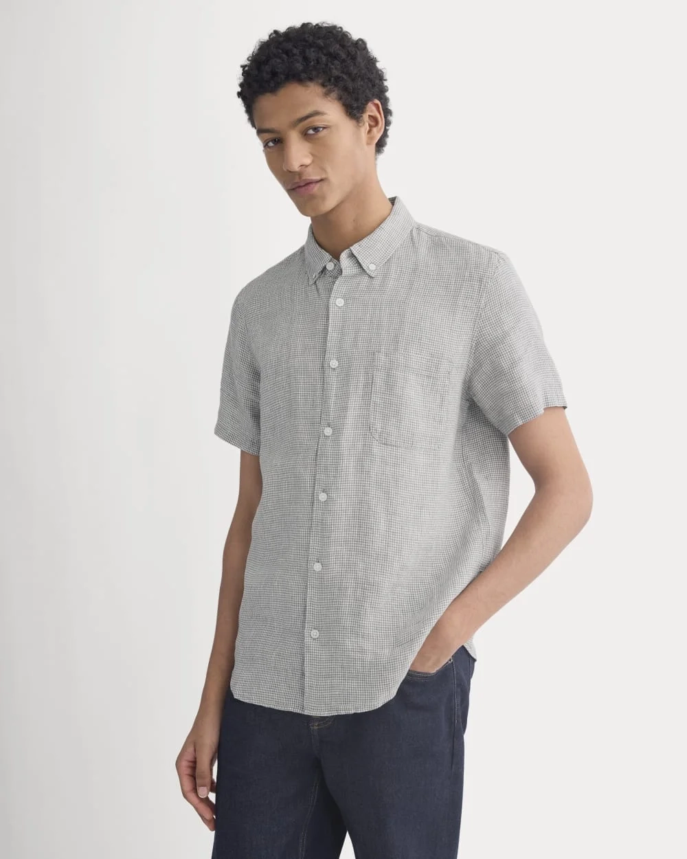 The Classic Short-Sleeve Shirt in Linen | Agave Green