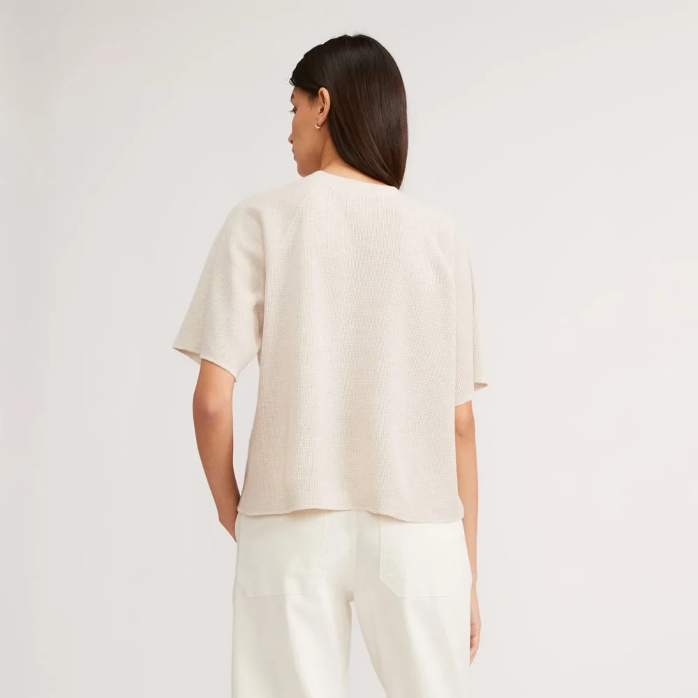 The Organic Cotton Waffle Raglan Tee | Heathered Tan (2)