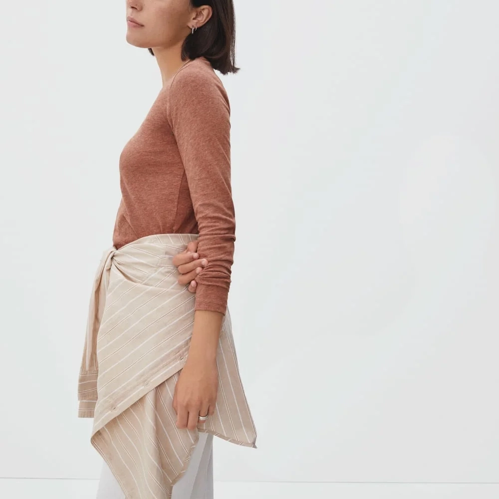 The Organic Cotton Long-Sleeve Crew | Heathered Brown (2)