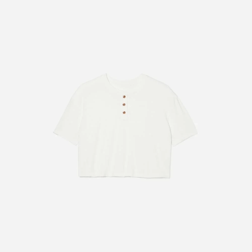 The Vintage Henley Hemp Tee | White