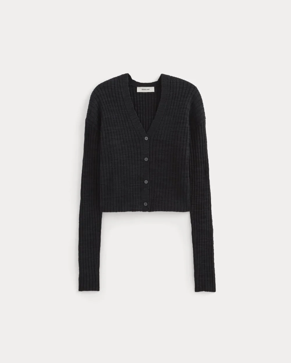 The Ribbed Cardigan in Cotton Linen | Black (5)