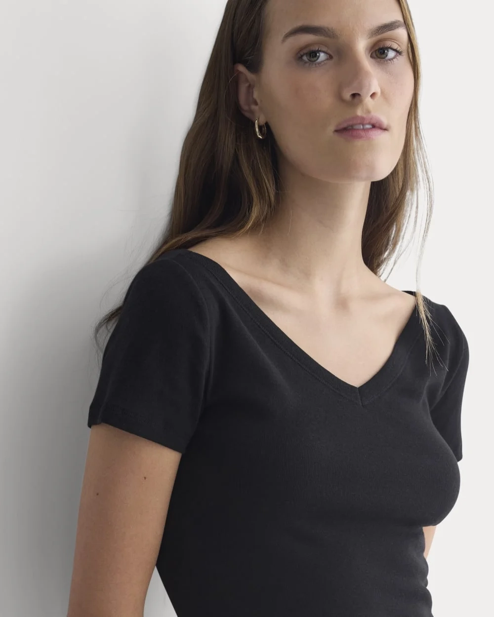 Tissue Short-Sleeve V-Neck Top | Black (5)