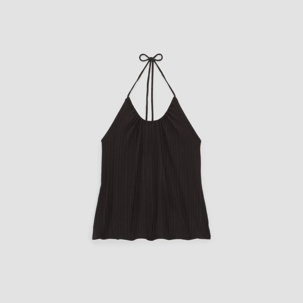 The Rib Soft Knit Halter Top | Black (2)