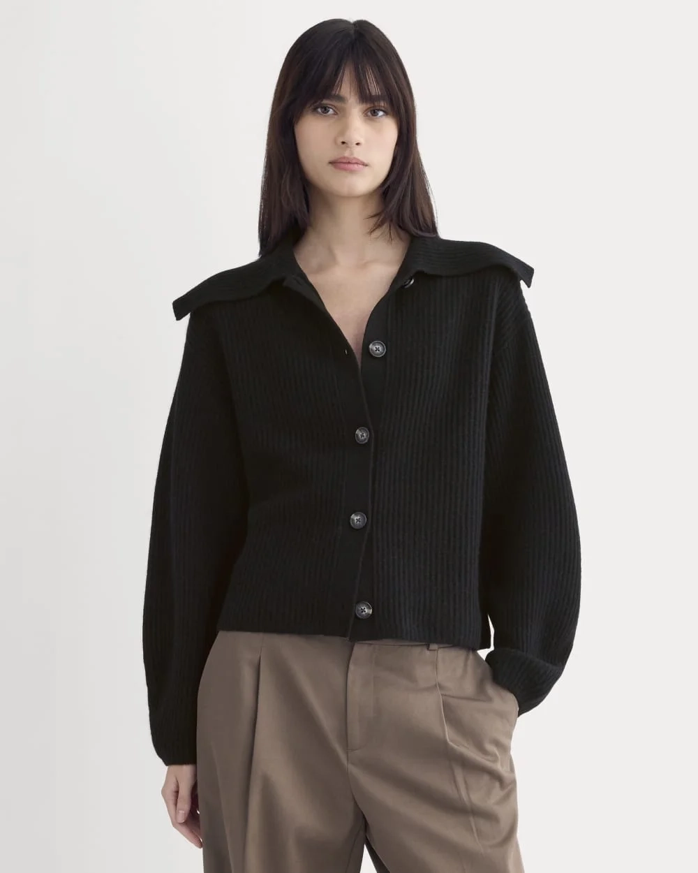 Fisherman Cardigan in Wool Cashmere | Black