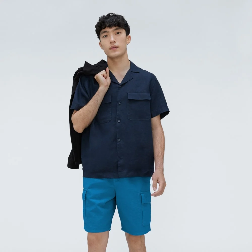 The Cotton Linen Short | Horizon Blue (2)