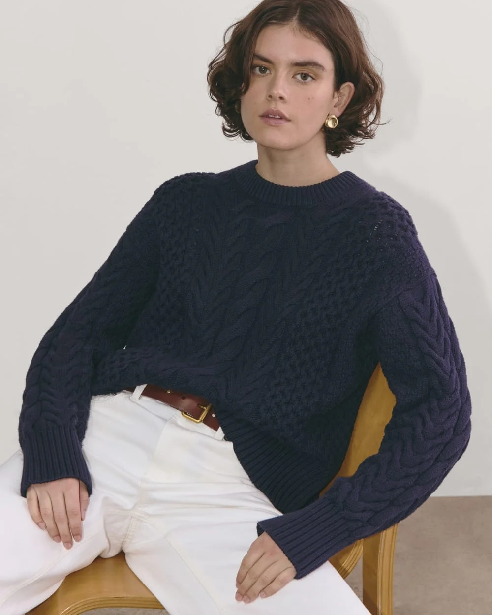 The Cable Sweater in Everyday Cotton | Navy (3)