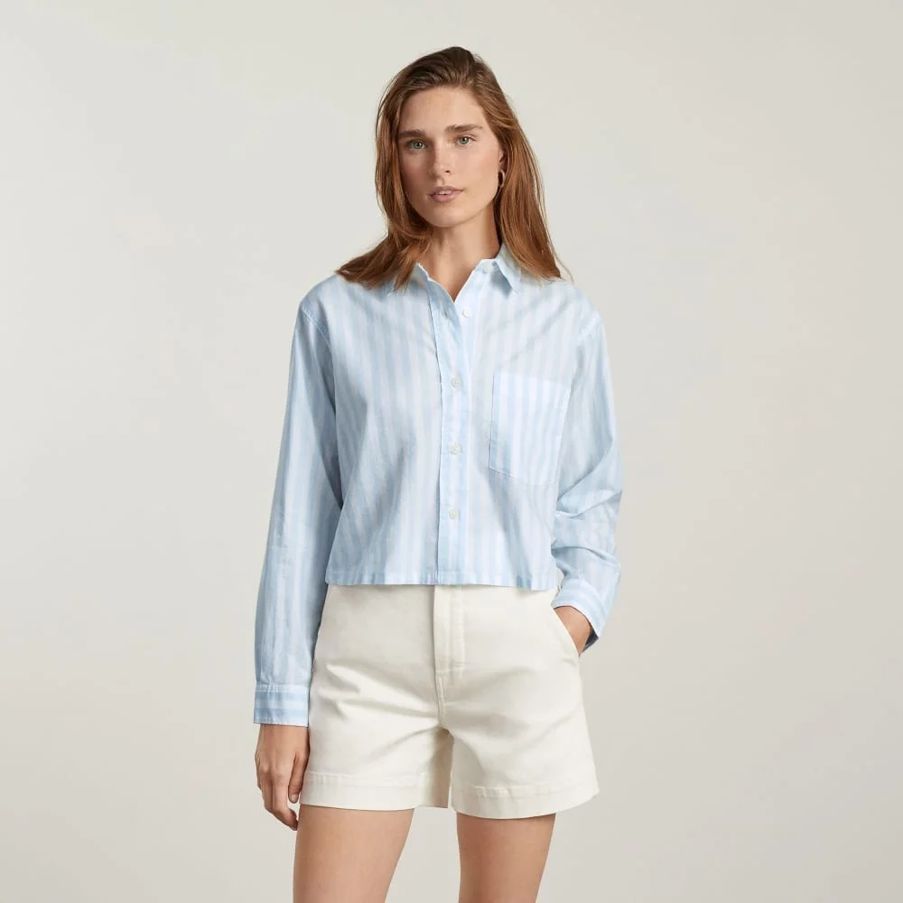 The Way-Short Shirt in Silky Cotton |  Mariner Blue / White (4)