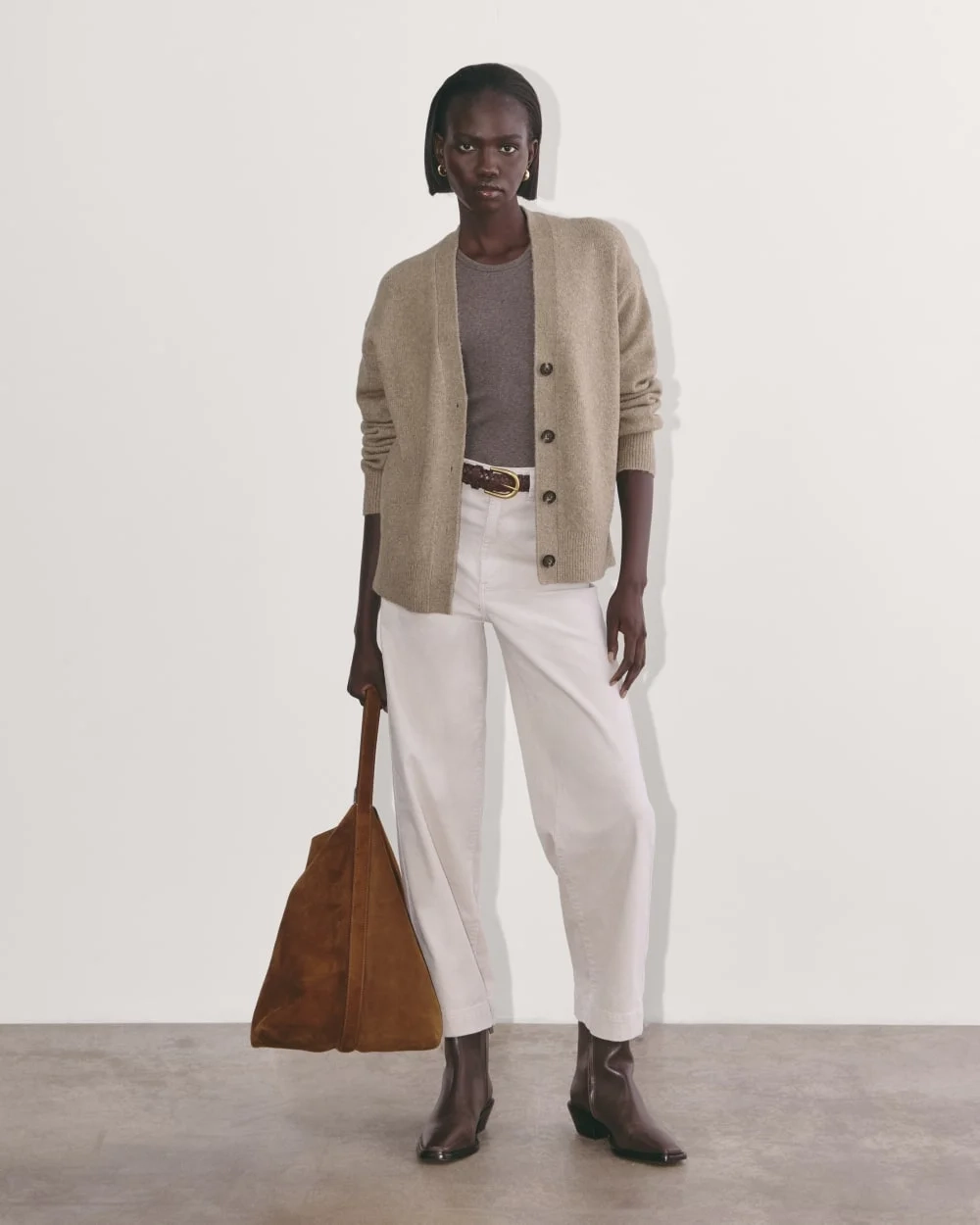 The Cocoon Cardigan in Plush Cotton | Heather Taupe (2)