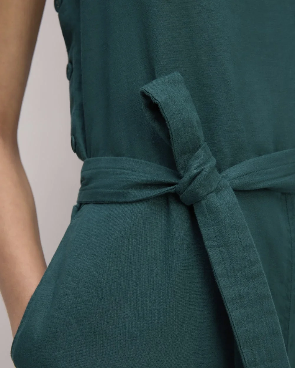 The Linen Side-Button Jumpsuit | Dark Sea (3)