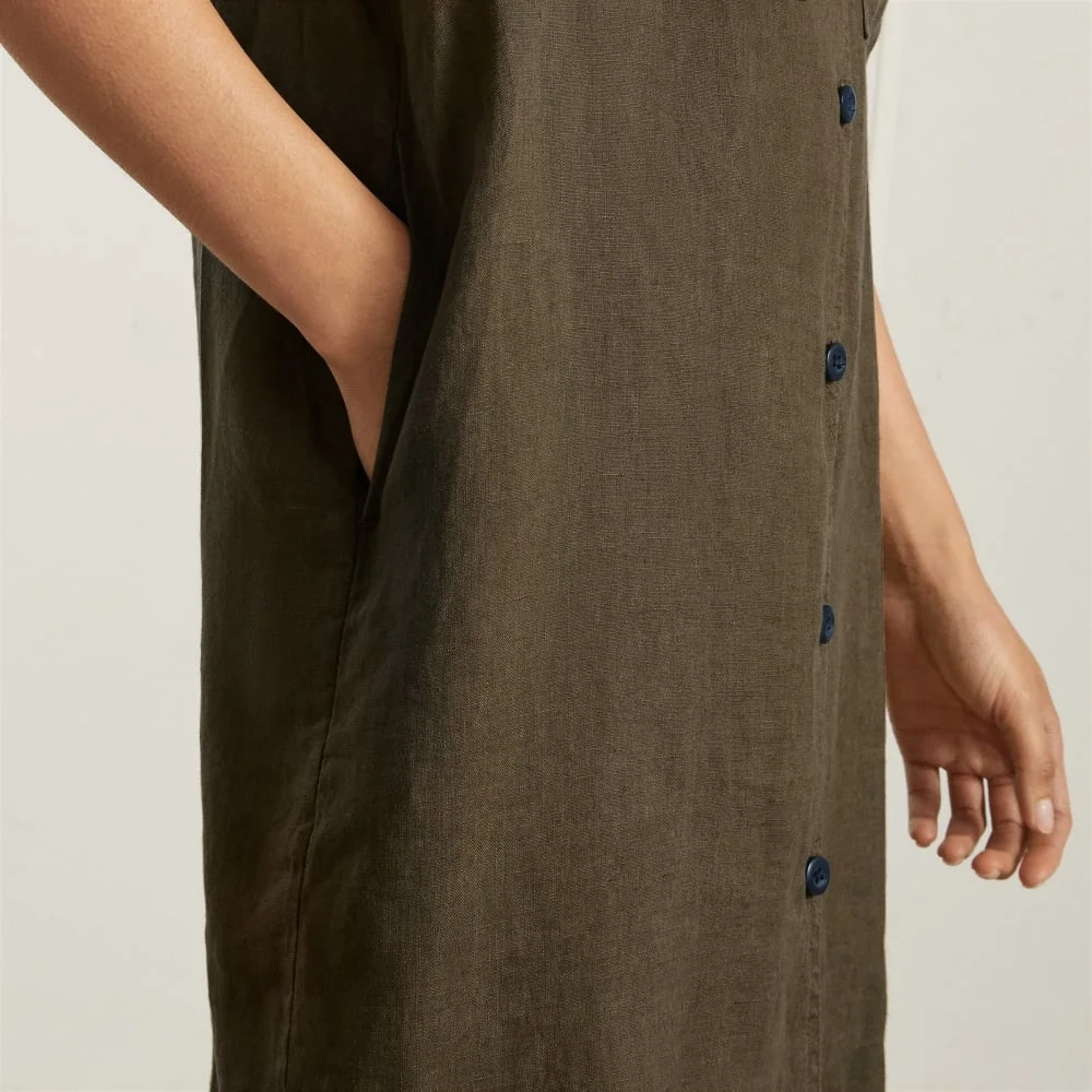 The Linen Workwear Dress | Beech (4)