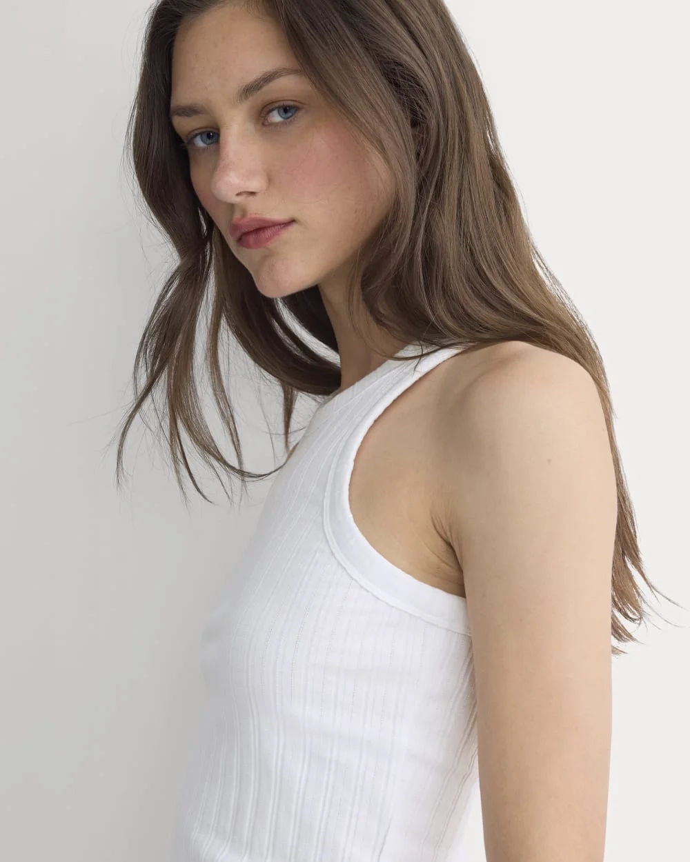 Racerback Tank in Pointelle | White (4)