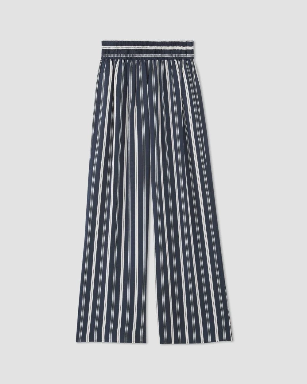 The Satin Pull-On Pant |  Navy / Bone (3)