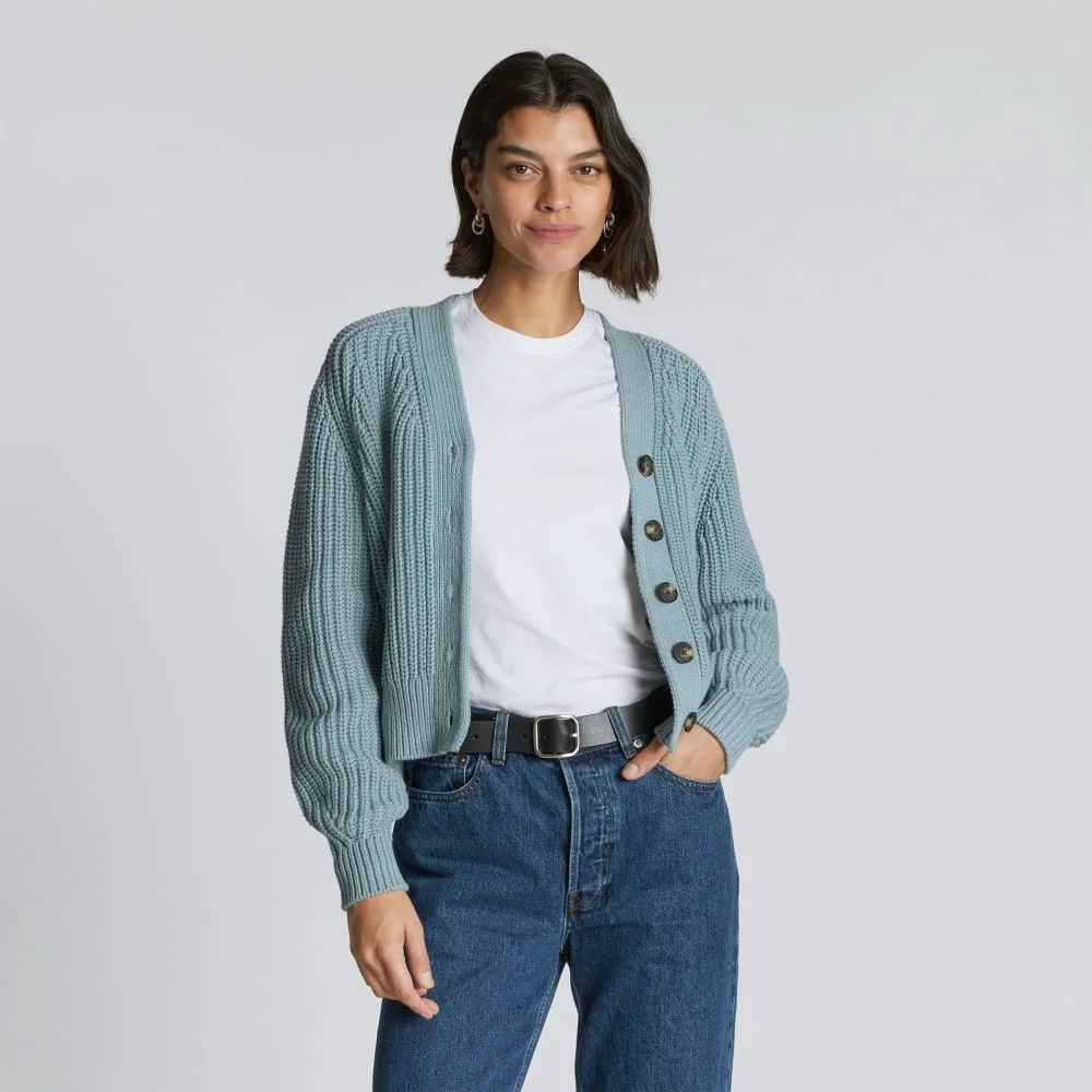 The Texture Cotton Cardigan | Blue Shadow