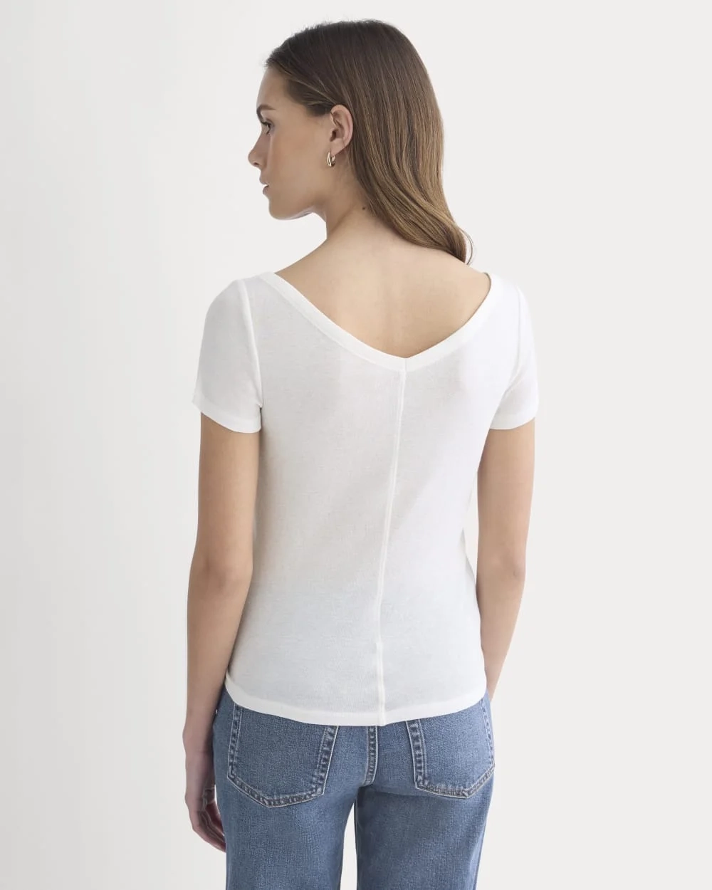 Tissue Short-Sleeve V-Neck Top | Bone (4)