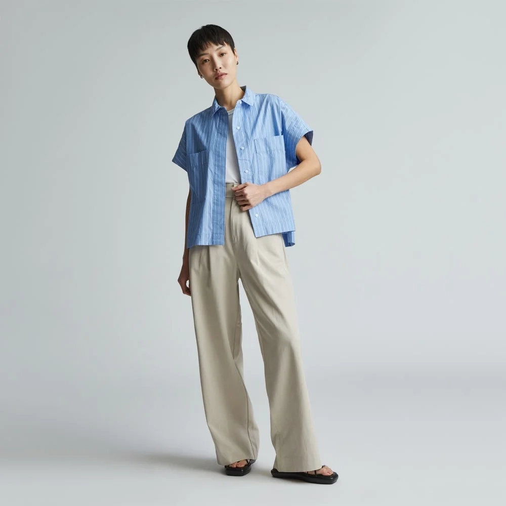The Short-Sleeve Box Shirt |  Mariner Blue / White (4)