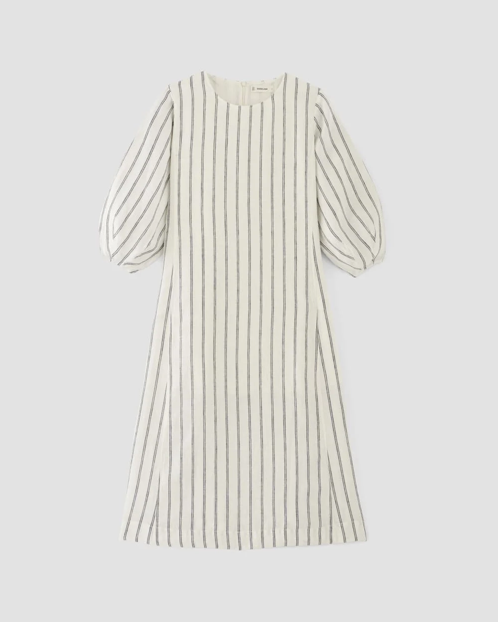 The Linen A-Line Midi Dress | Bone/Navy (3)