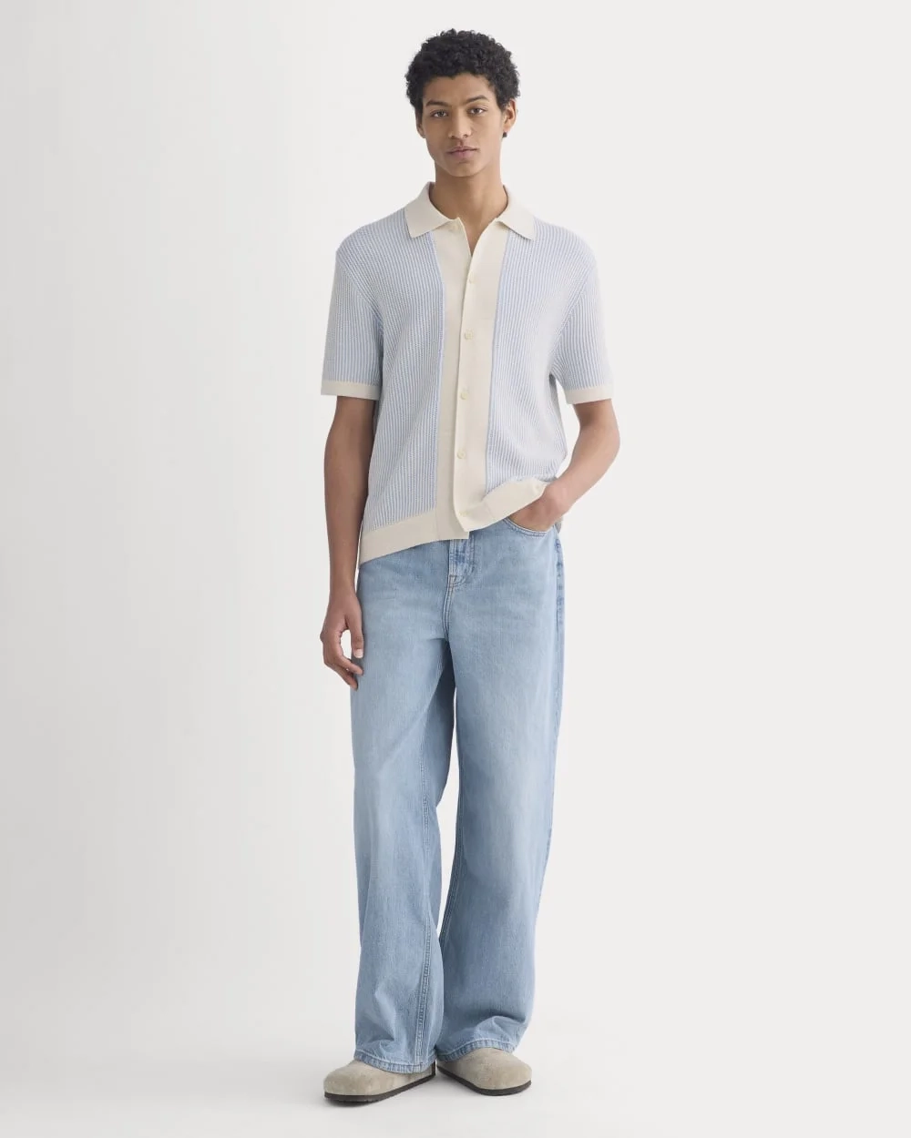 Button-Down Resort Polo | Light Heathered Oat/Open Air (5)