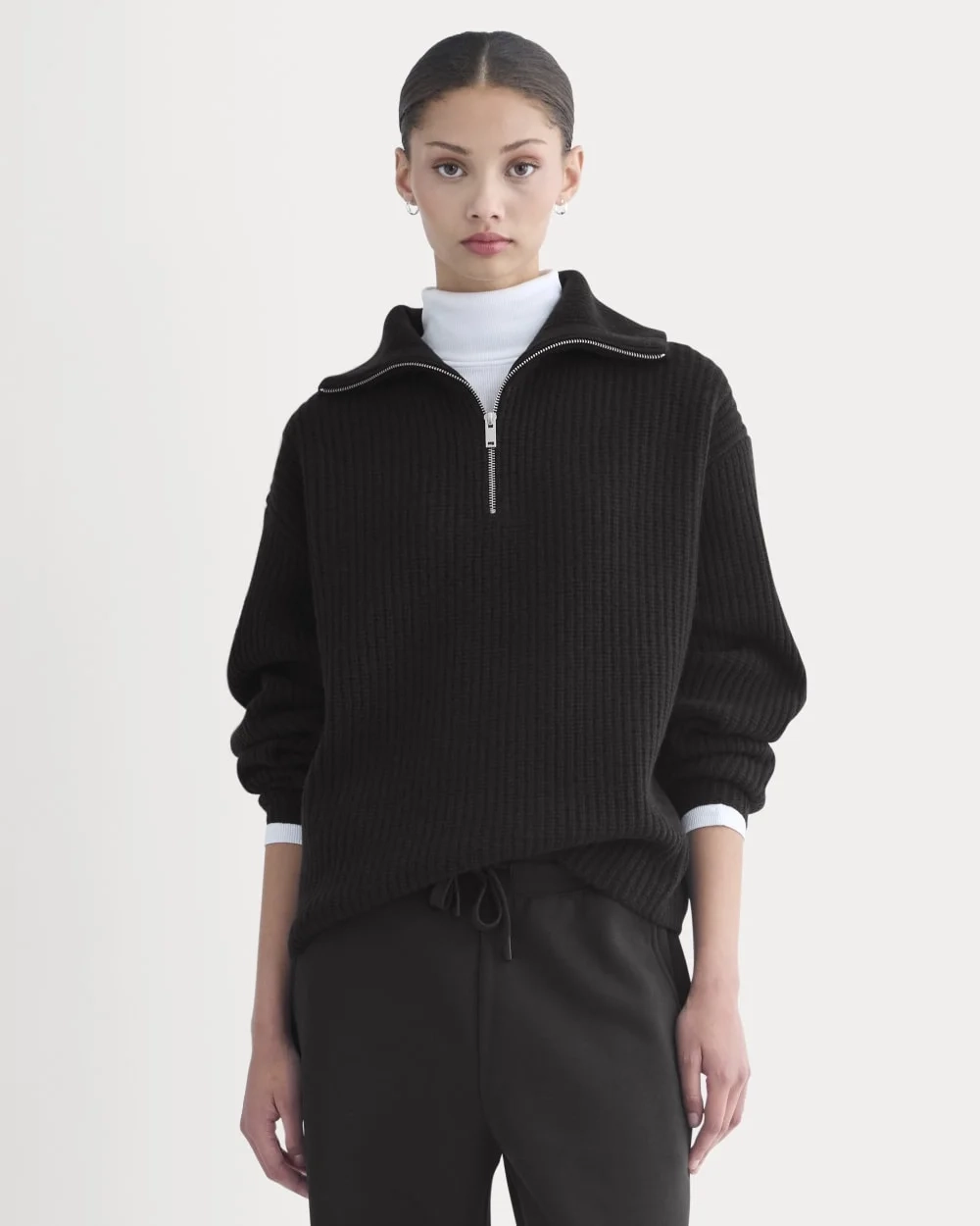 The Half-Zip Sweater in Luxe Merino | Black