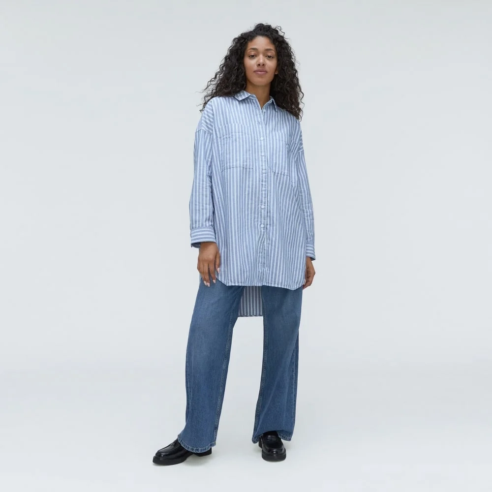 The Way Long Oxford Shirt | Lapis Blue / Bright Jade / Optic White (2)