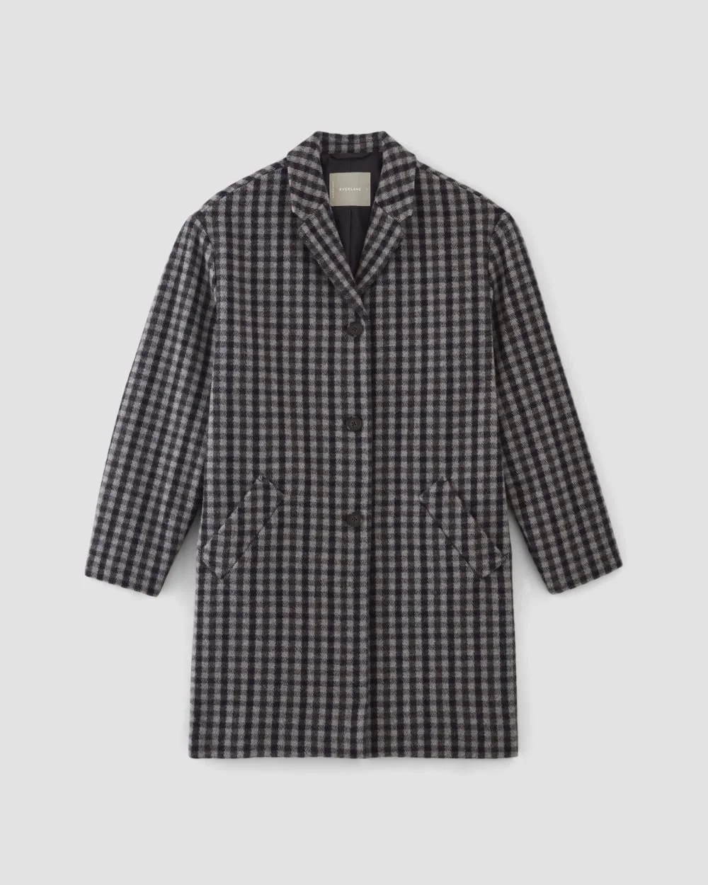 The Italian ReWool® Cocoon Coat | Grey / Charcoal / Navy Check (3)