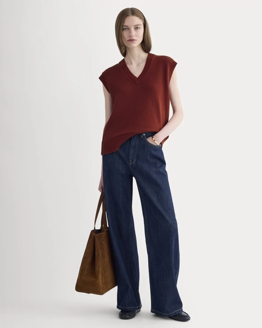 The Boxy Vest in Everyday Cotton | Merlot (2)