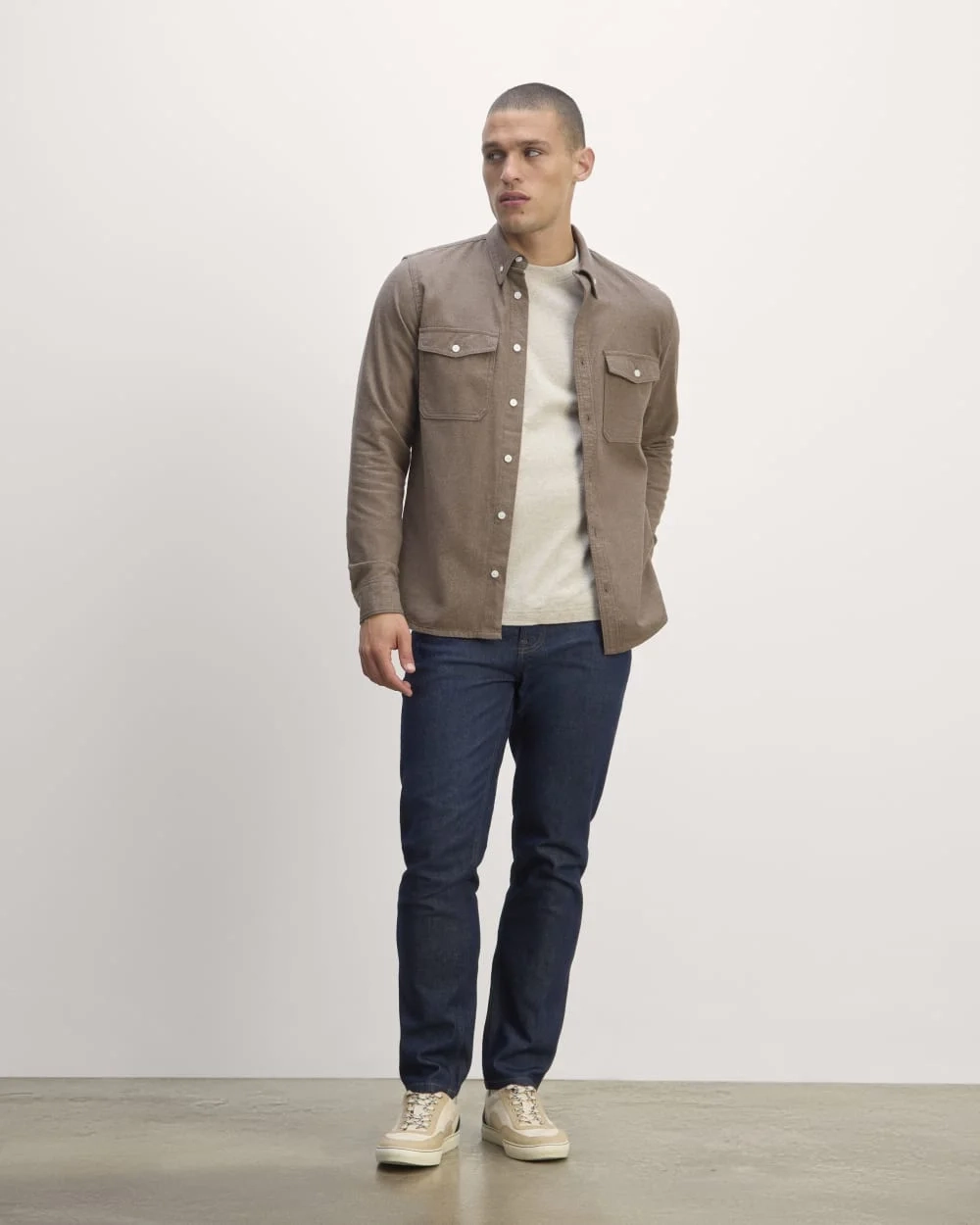 The Brushed Flannel Shirt | Taupe Melange (4)
