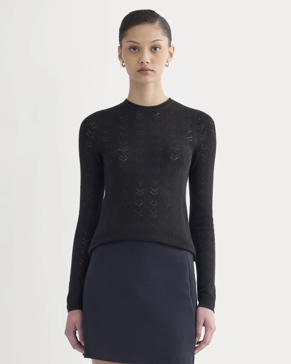 The Pointelle Crew in Ultrasoft Merino | Black