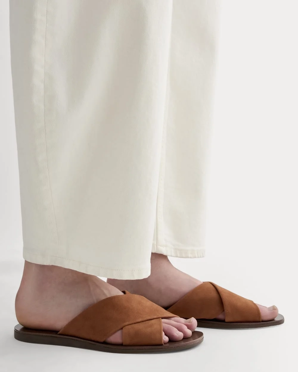 The Day Crossover Sandal | Saddle Brown Suede (2)