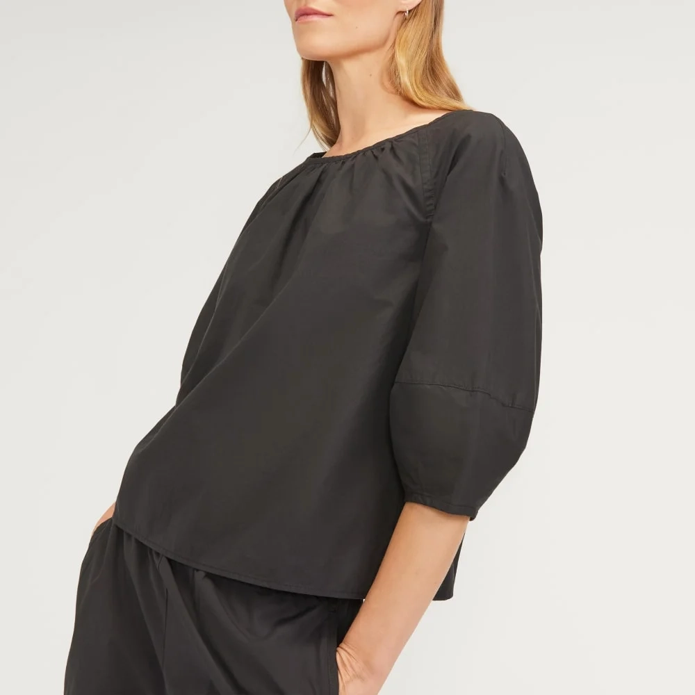 The Poplin Scoop-Neck Top | Black (4)