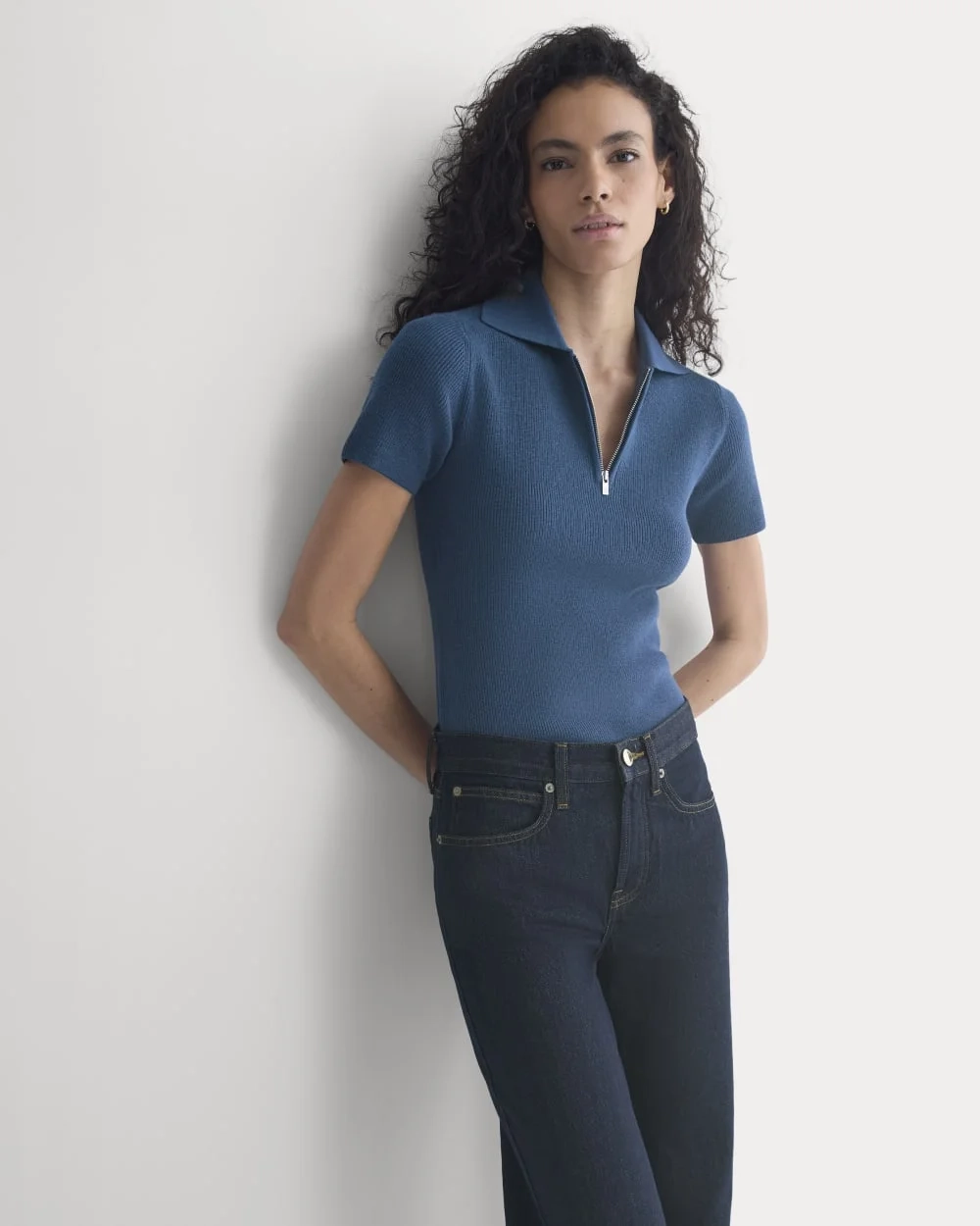 Knit Quarter-Zip Polo | Estate Blue (6)