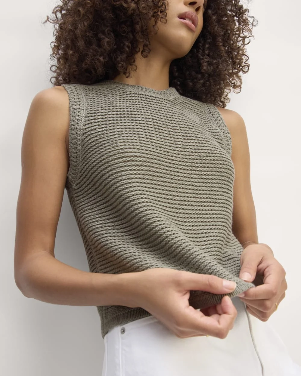 The Organic Cotton Open-Stitch Tank | Sage Green (4)