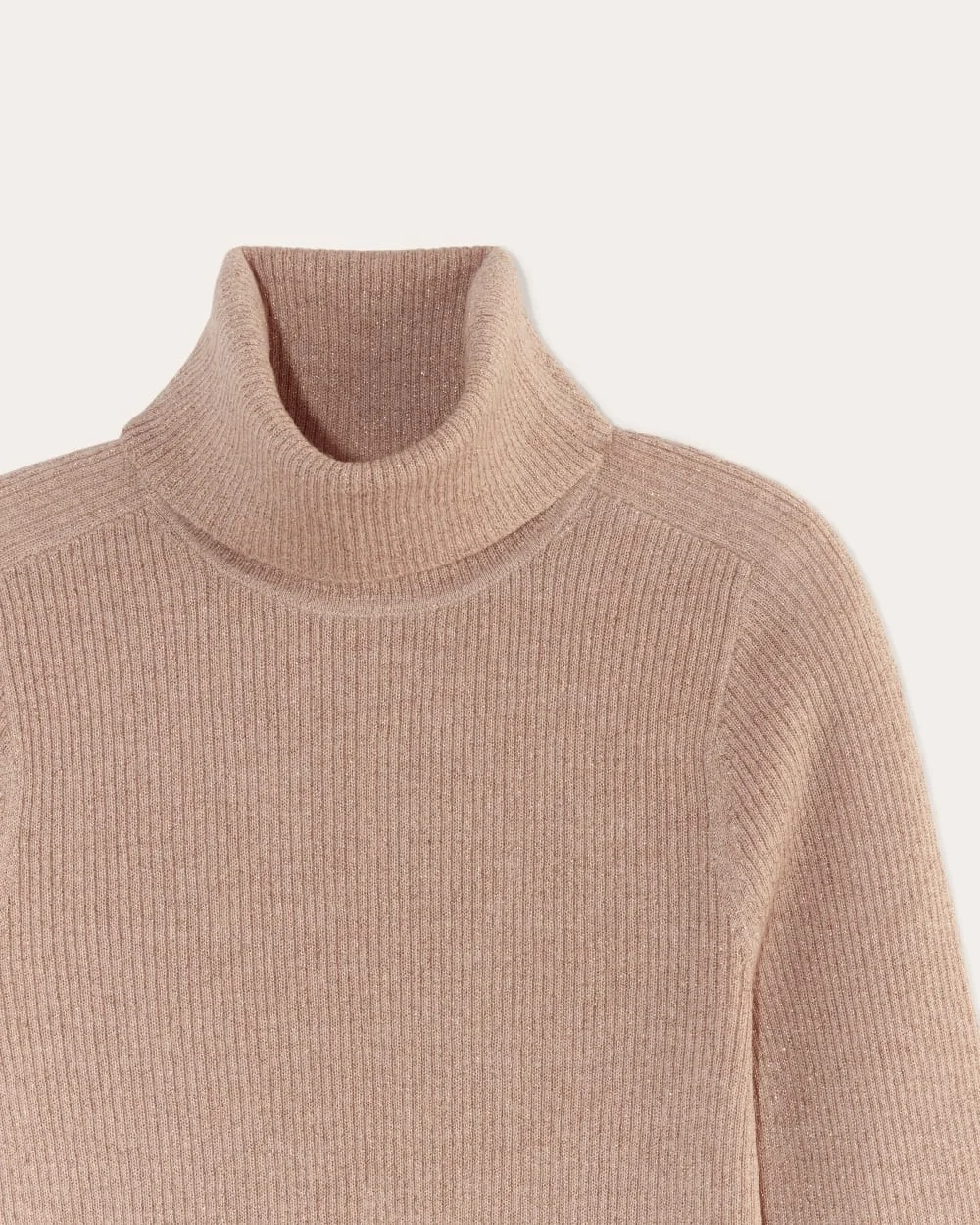 The Turtleneck in Lurex Merino | Rose Gold (2)