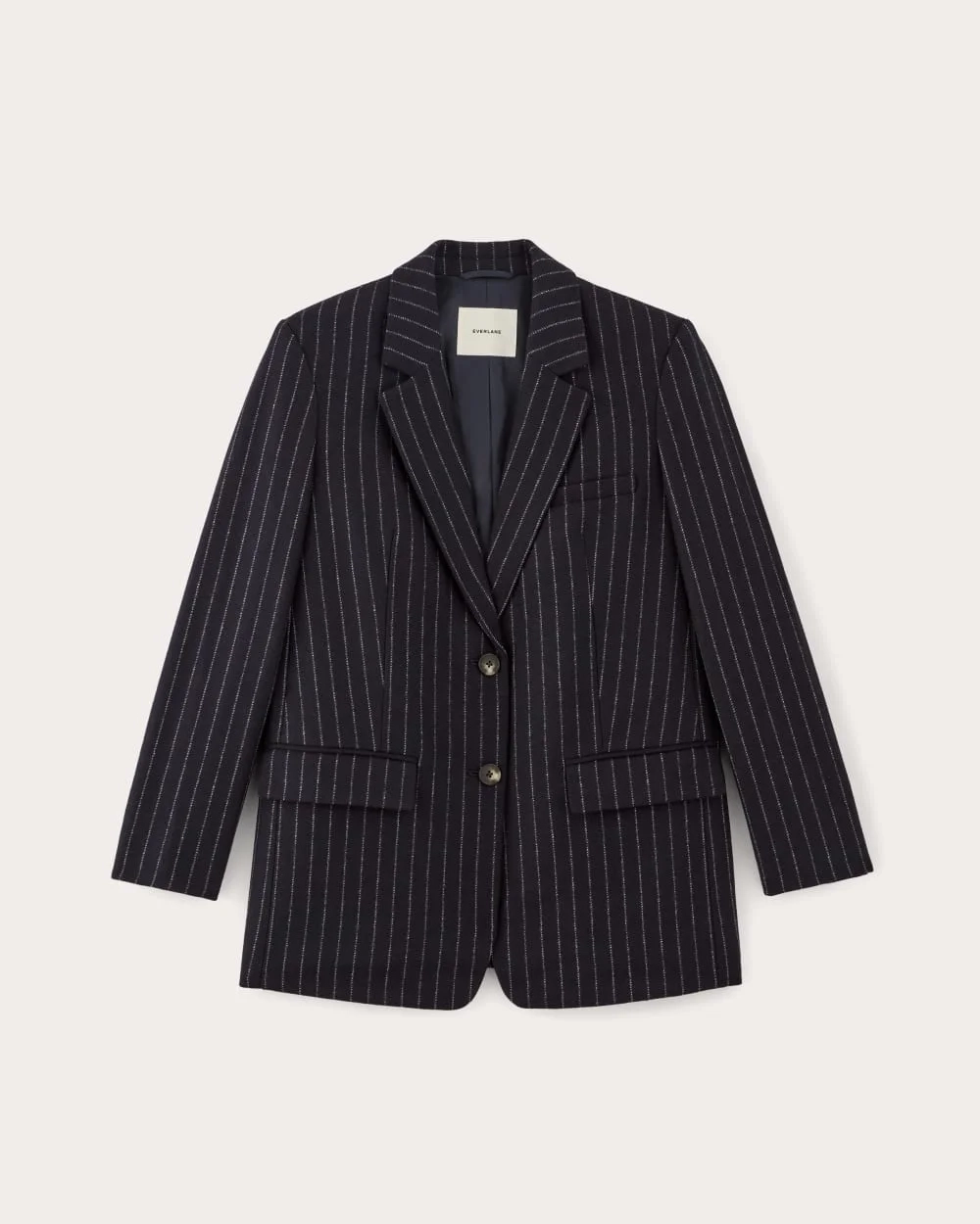 The Oversized Blazer in Wool | Navy / White (5)
