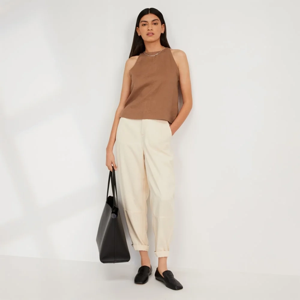 The Linen High-Neck Tank | Carob Brown (4)