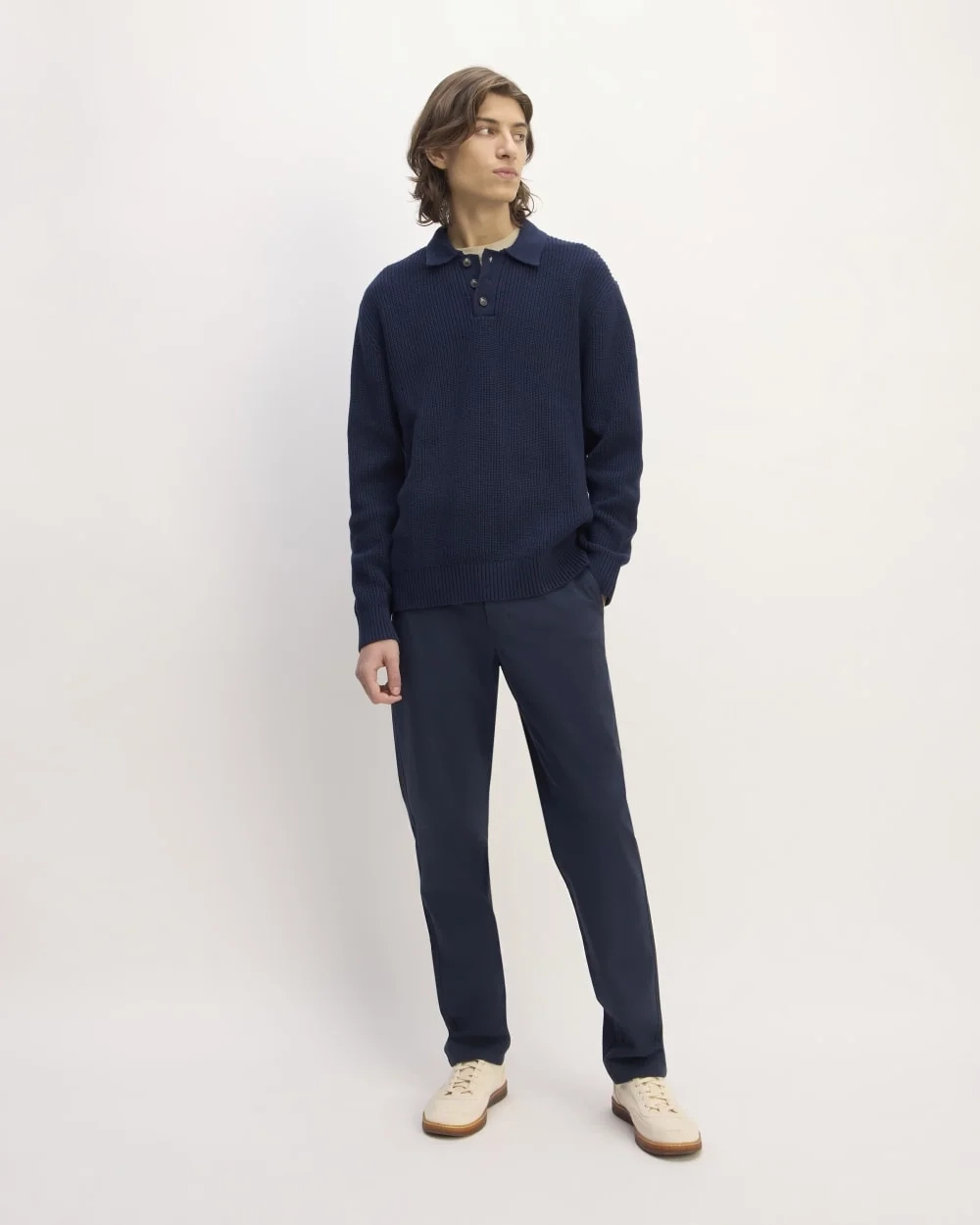 The Cotton Chunky Rib Polo | Navy (3)