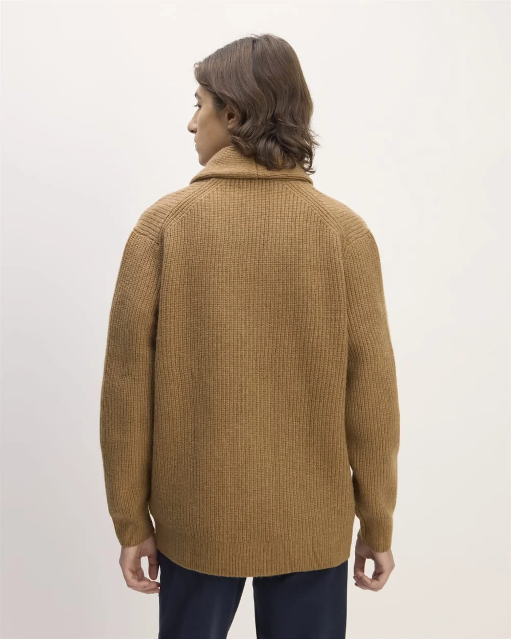 The Felted Merino Shawl Collar Cardigan | Deep Camel (4)