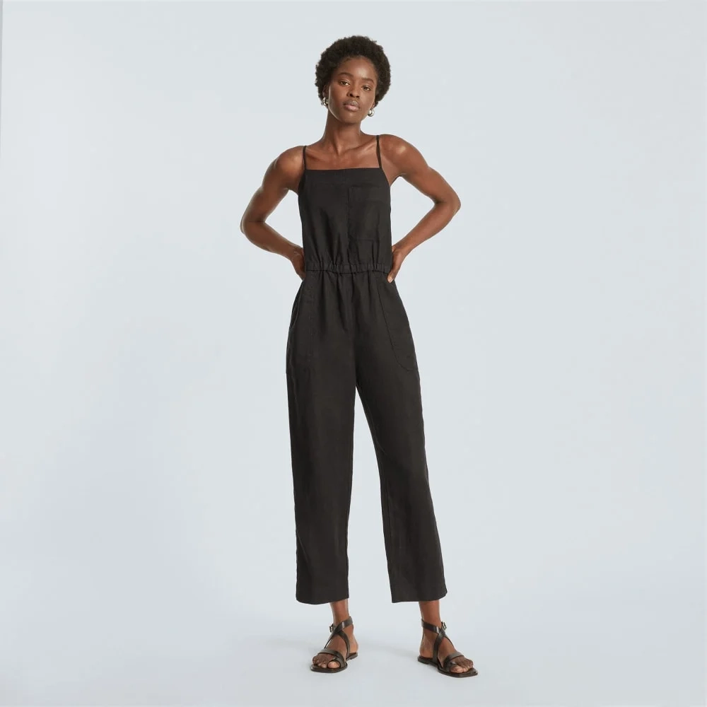 The Linen Shoestring Jumpsuit | Black (4)