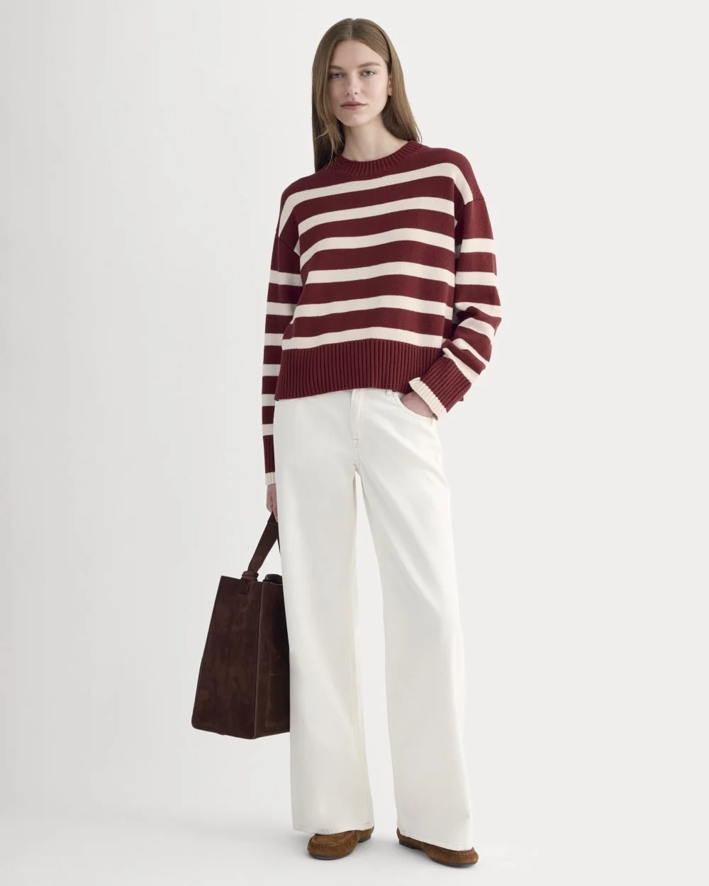 The Boxy Sweater in Everyday Cotton | Merlot / Canvas (4)