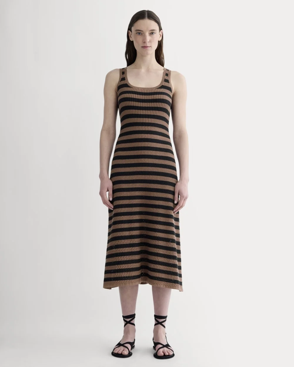 The Crochet Knit Tank Dress | Mocha / Black