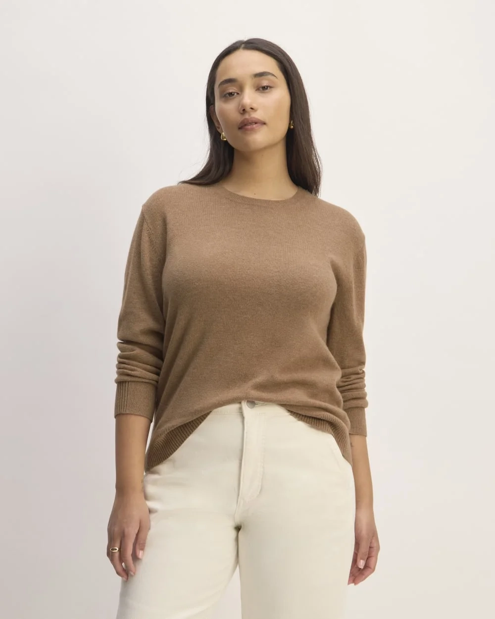 The Classic Crew in Cashmere | Heathered Brown