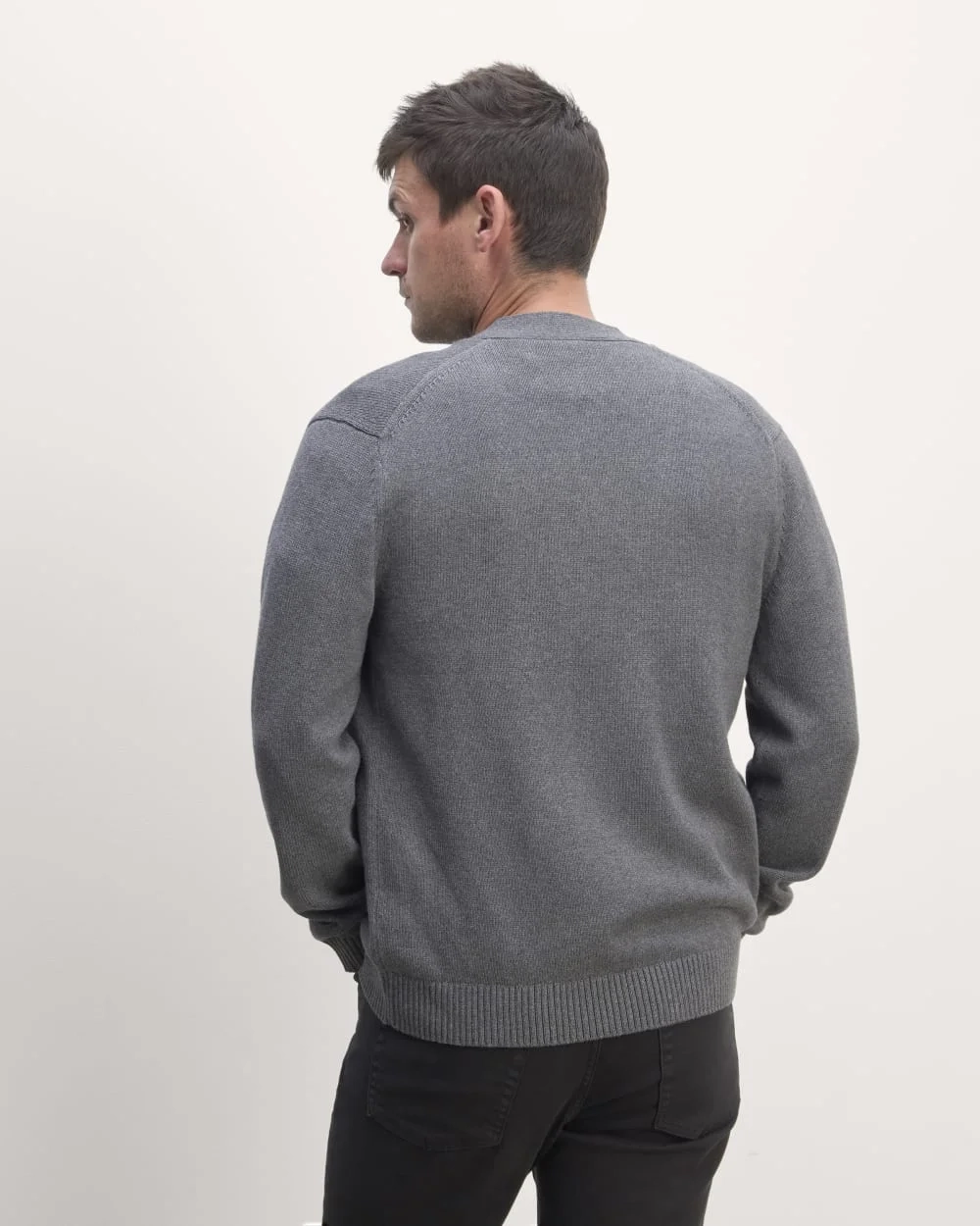 The Classic Cardigan in Everyday Cotton | Heathered Charcoal (3)