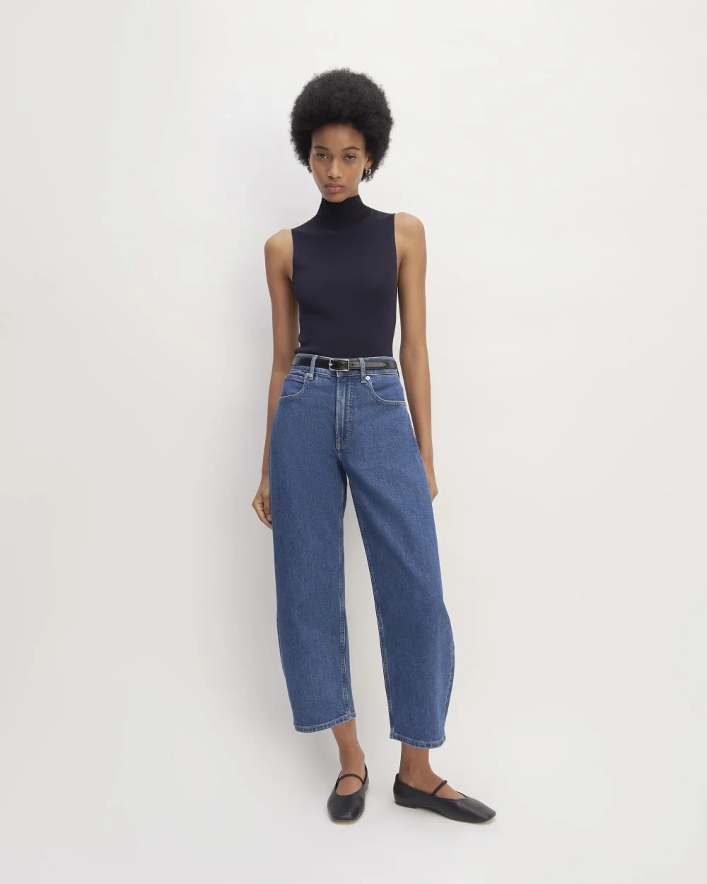 The Viscose Mock Neck Top | Navy (3)