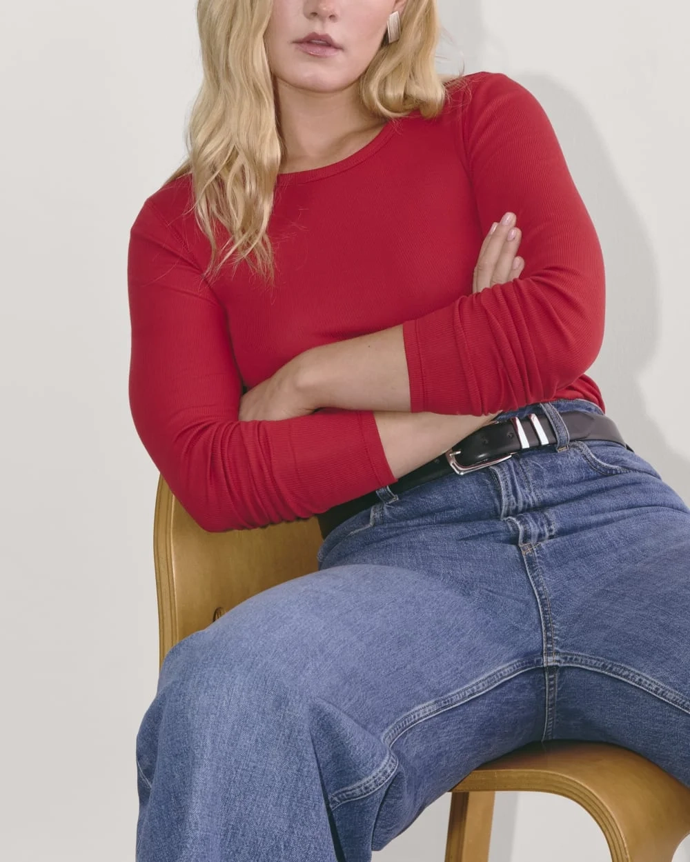 The Luxe Rib Long-Sleeve Crew | Berry Red (3)