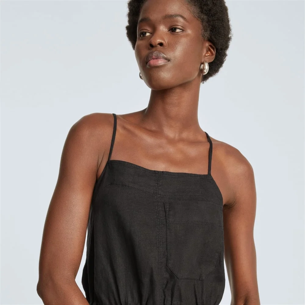 The Linen Shoestring Jumpsuit | Black (5)